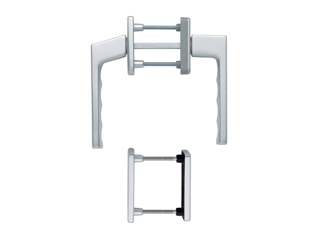 Maniglia per Finestra DK Toulon Accoppiata mm.29x85 Movimento 4 Scatti Nylon 7+Bocchetta Yale F1-Argento | Hoppe - immagine 1
